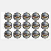 Kabine Zuhause im Winter Etiketten (Blatt)