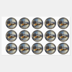 Kabine Zuhause im Winter Etiketten