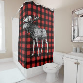 Kabinen-rustikale Elche u. Büffel kariert Duschvorhang (Beispiel)