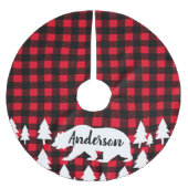 Kabinen-rustikaler Bärn-Büffel-Karo-karierter Polyester Weihnachtsbaumdecke (Vorderseite)