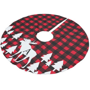 Kabinen-rustikaler Elch-Büffel-Karo-karierter Polyester Weihnachtsbaumdecke