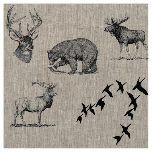 Kabinen-Sammlungs-Waldtiere Stoff (Muster)