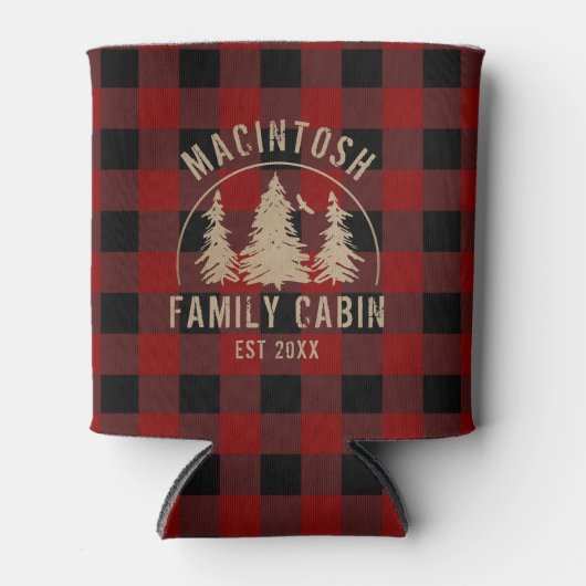 Kabinenfamilie Name Red Black Buffalo Karo Kariert Dosenkühler (Vorderseite)