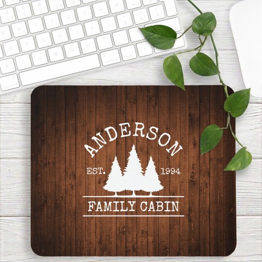 Kabinenfamilie Name Rustikale Holzdrucke Mousepad