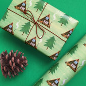 Kabinenhaus A-Frame und Pine Tree Geschenkpapier