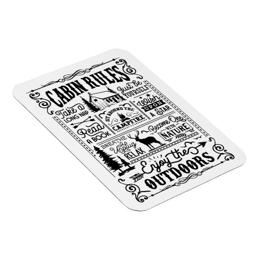Kabinenregeln Schwarz und Weiß Magnet (Rechte Seite)