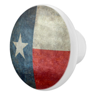 Kabinett-Griffe Art der Texas-Staatsflagge Vintage Keramikknauf