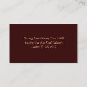 Kabinett-Holzbearbeitungs-Zimmerei-Visitenkarten Visitenkarte (Rückseite)