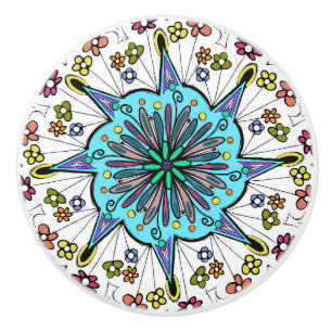 Kabinettknopf Blume Art Mandala Zuhause Geschenk Keramikknauf