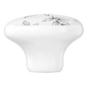 Kabinettknöpfe, Inspirierte Natur, Schwarz und Wei Keramikknauf (Seitenansicht)