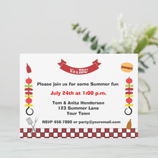 Kabobs und Barbecue Einladung (Stehend Vorderseite)