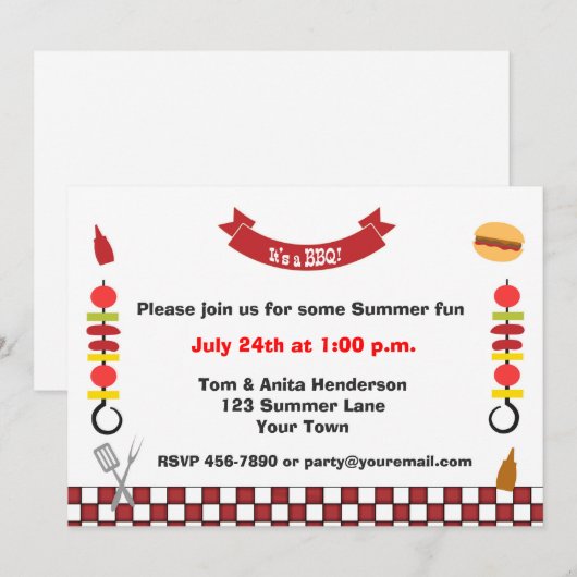 Kabobs und Barbecue Einladung (Vorne/Hinten)