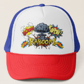 Kaboom Bam Wham Boom Comic Buch Baseball Cap Truckerkappe (Vorderseite)