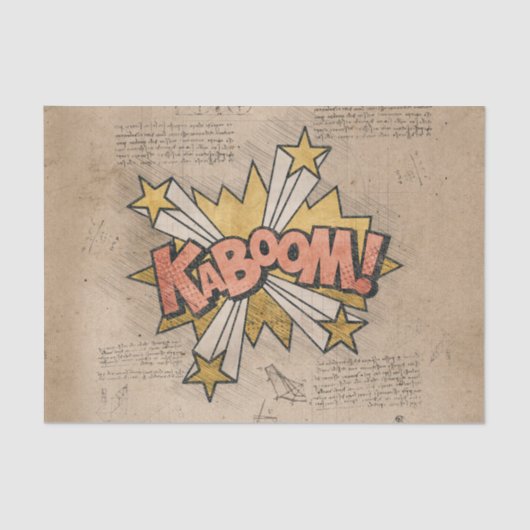 KABOOM! Vintages Comic Buch Steampunk Pop Kunst Seidenpapier (Vorderseite)