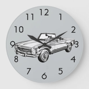 Kabriolett-Illustration MERCEDES-BENZ 280 SL Große Wanduhr