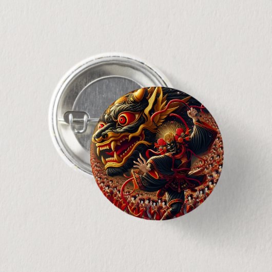 Kabuki-Drachen-Taste Button (Vorne & Hinten)