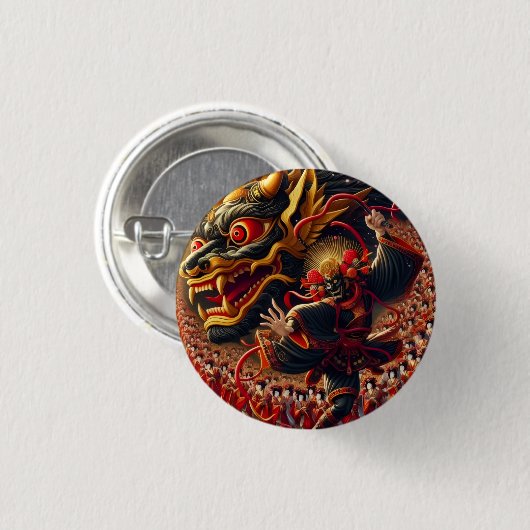 Kabuki Dragon Button (Vorne & Hinten)