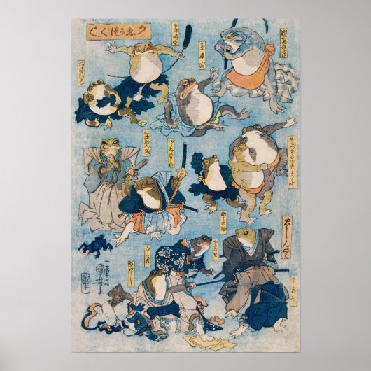 Kabuki Heroes as Frogs (Utagawa Kuniyoshi) Poster (Vorne)