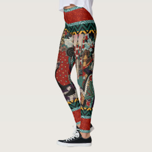 Kabuki Samurai-Krieger Woodblock Leggings
