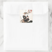 Kabuki Schauspieler reflektiert in einem Sake Cup Quadratischer Aufkleber (Tasche)