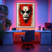 Kabuki Warrior Mask - Asiatische Tradition Poster