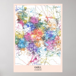 Kabul Afghanistan City Map Poster