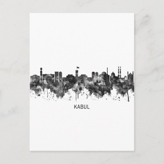 Kabul Afghanistan Skyline BW Feiertagspostkarte (Vorderseite)