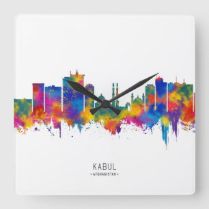 Kabul Afghanistan Skyline Quadratische Wanduhr