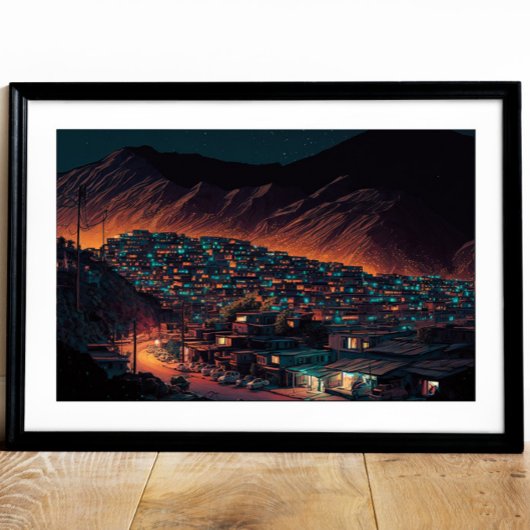 Kabul City at Night, Afghanistan Poster