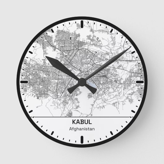 Kabul Clock City Line Art Runde Wanduhr (Vorderseite)