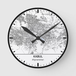 Kabul Clock City Linienkunst Runde Wanduhr