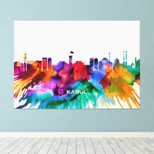 Kabul Skyline Leinwanddruck (Insitu (Holzboden))