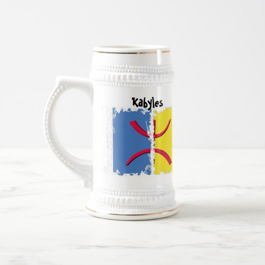 Kabylia Flagge schmutziger 3 Kasten Stein Bierglas (Links)