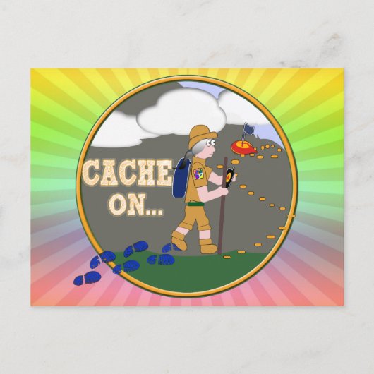 KACHE AN! GEOCACHING GRANNY GRAY HAIR POSTKARTE (Vorderseite)