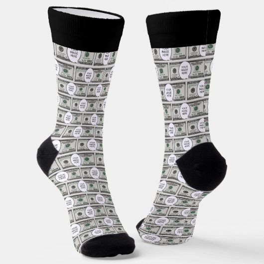 Kachel-Design mit Ihrem Bild auf 100-Dollar-Bilder Socken (Gewinkelt)
