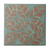 Kachel, grünes und rostfarbenes Blatt Fliese (Vorderseite)