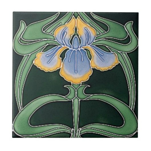 Kachel - Jugendstil Iris (Vorderseite)