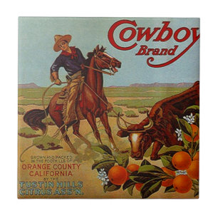 Kachel Vintage Küchen Dosenetikett Cowboy Brand St
