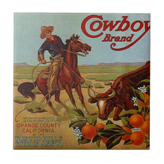 Kachel Vintage Küchen Dosenetikett Cowboy Brand St