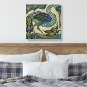 Kacheldesign von Heron und Fisch, von Walter Crane Leinwanddruck (Insitu (Schlafzimmer))