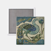 Kacheldesign von Heron und Fisch, von Walter Crane Magnet (Vorderseite/Rückseite)