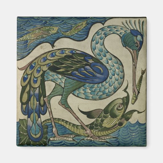 Kacheldesign von Heron und Fisch, von Walter Crane Magnet (Vorne)