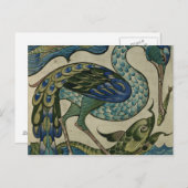Kacheldesign von Heron und Fisch, von Walter Crane Postkarte (Vorne/Hinten)
