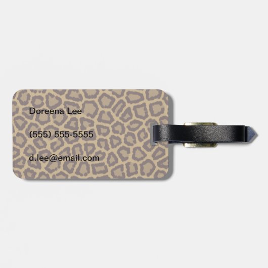 Kachelhintergrund mit Leoparden Gepäckanhänger (Rückseite horizontal)