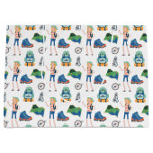 Kachelmuster aus coolem Camping Party Große Geschenktüte (Vorderseite)