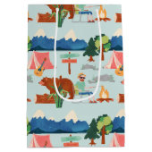 Kachelmuster aus coolem Camping Party Mittlere Geschenktüte (Rückseite)