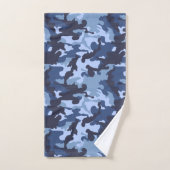 Kachelmuster der blauen Camouflage Badhandtuch Set (Handtuch)