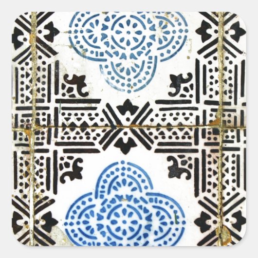 Kacheln, Portuguese Tiles, Quadratischer Aufkleber (Vorderseite)