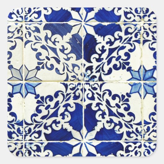 Kacheln, Portuguese Tiles, Quadratischer Aufkleber (Vorderseite)