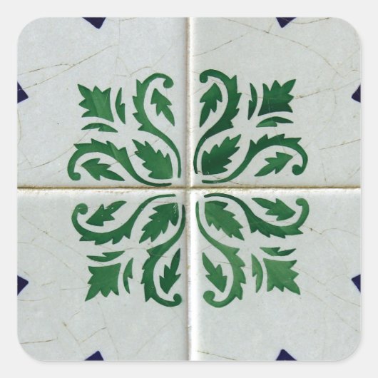 Kacheln, Portuguese Tiles, Quadratischer Aufkleber (Vorderseite)
